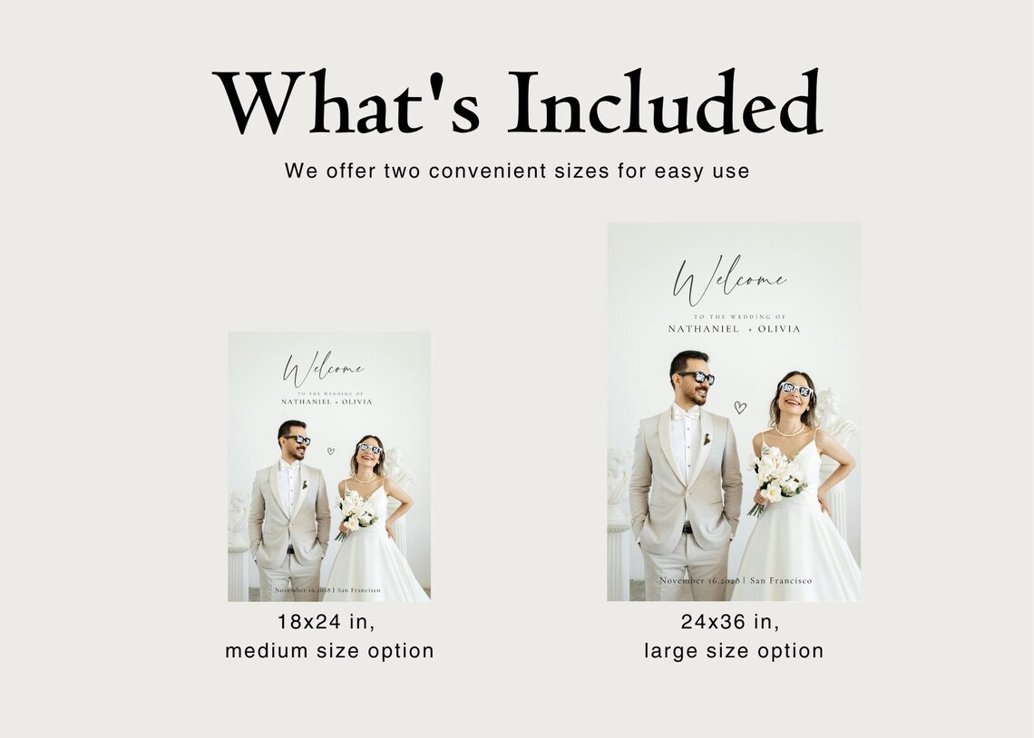 Photo Wedding Welcome Sign Template Editable in Canva Modern Minimal ...