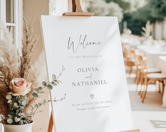 Minimal Wedding Welcome Sign Editable in Canva Modern Typography Printable Template 18x24 in 24x36 in Wedding Decor