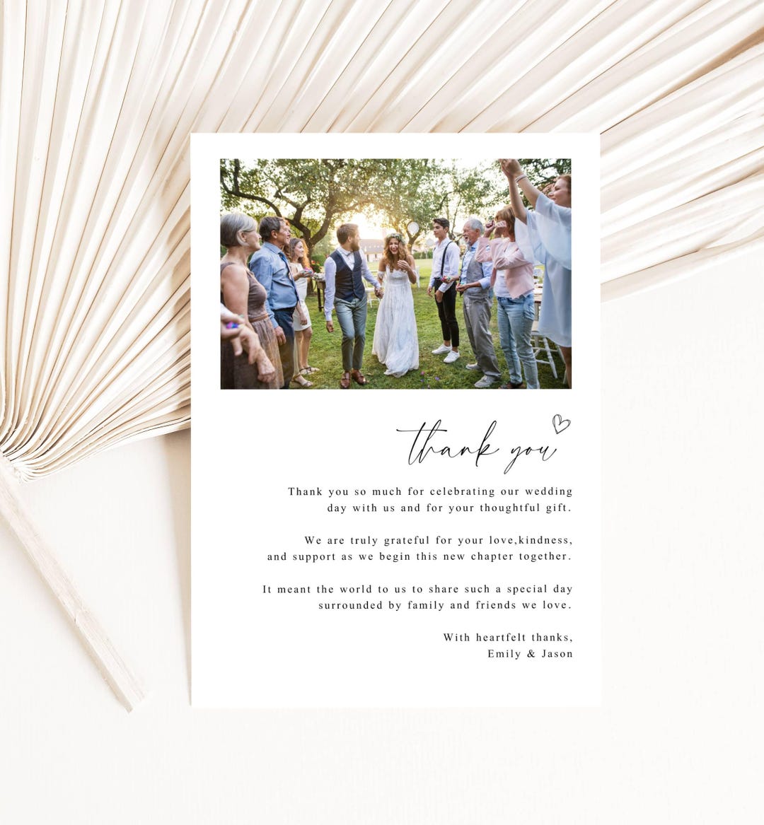 Editable Wedding Thank You Card Canva Template 5x7 Photo Minimal Modern ...