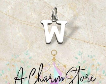 Colgante de plata de ley con la letra W en 3D para pulsera de colgantes