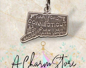 Charm del estado de Connecticut en PLATA DE LEY para pulsera de charms