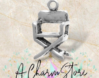 Directors Chair, 3D Sterling Silver Movie Set Chair for charm bracelet
