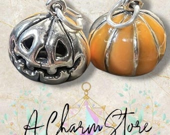 Colgante de calabaza esmaltada en plata de ley, calabaza de Halloween