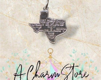 STERLING SILVER State of Texas Charm for Charm bracelet