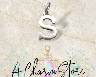 Sterling Silver 3D Letter S Charm for Charm Bracelet
