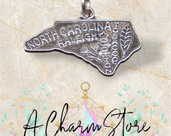 STERLING SILVER State of North Carolina Charm voor bedelarmband