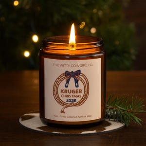Western Christmas Candle,Personalized Cowboy Gift, Eco-Friendly Coconut Wax Scented Candle, Cowboy Christmas Decor