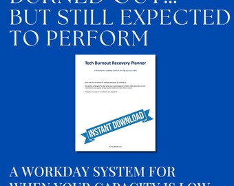 Tech Burnout Recovery Planner | Low Energy Workday System for Engineers, Developers & Overwhelmed Professionals (Printable PDF)