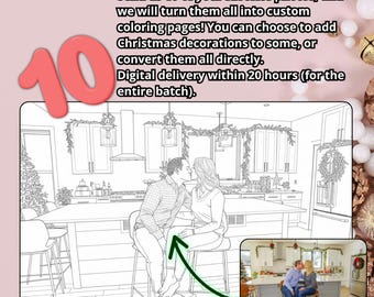 Bundel met 10 aangepaste kleurplaten | SNELLE levering: 20 uur | Foto om lijntekeningen te schetsen | Digitale download voor activiteitenpagina voor kinderen