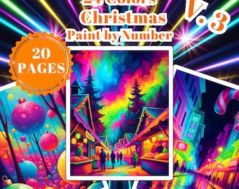 Neon Christmas Color by Number for Adults – Printable Coloring Pages Vol. 3