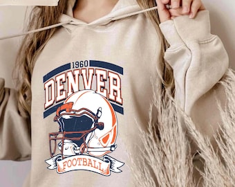 Retro Denver Football Hoodie, Vintage Game Day Sweatshirt, Classic Sports Team Graphic Tee