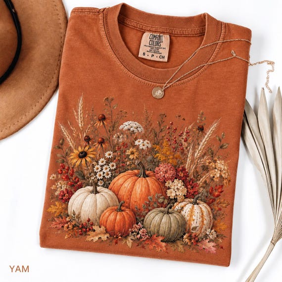 Pumpkin Patch Fall Shirt, Comfort Colors Autumn Tee, Vintage Botanical Pumpkin Graphic, Thanksgiving Shirt, Cozy Fall Gift for Her