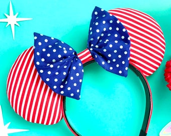 4th of July Mouse Ears, American Flag Mouse Ears, Patriotic Mouse Ears, Stars and Stripes Mouse Ears, Modern Mouse Boutique