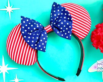 Memorial Day 4th of July Mouse Ears, American Flag Mouse Ears, Patriotic Mouse Ears, Stars and Stripes Mouse Ears, Modern Mouse Boutique