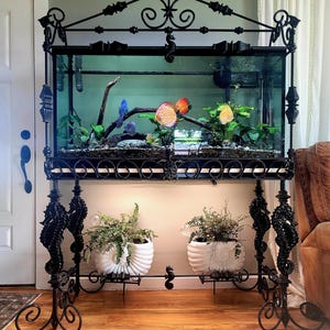 Op maat gemaakte handgelaste ijzeren aquariumstandaard | Zelf commissie geven | 20 tot 100 gallons | Siersmeedwerk