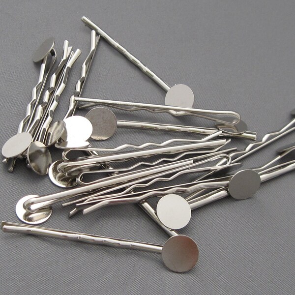 2" Bobby Pin Blanks  - Silver toned - 18 pcs