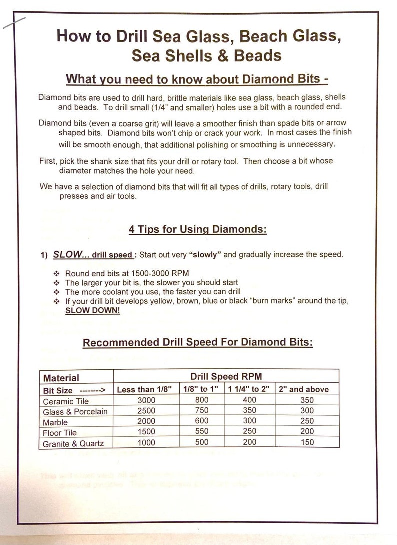 Free drilling guide for drilling beach glass and sea shells