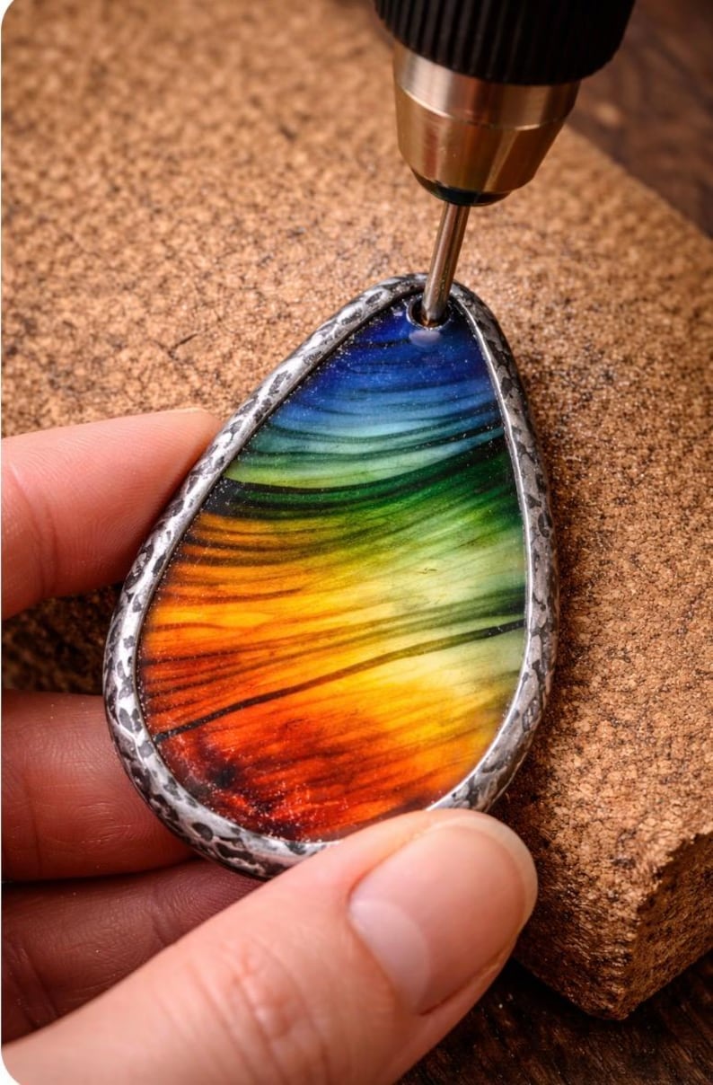 use diamond tipped drill bits to drill glass and make jewelry.
