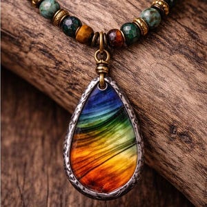 use diamond drill bits and your Dremel tool to drill glass and make jewelry.  like this stained glass necklace pendant.