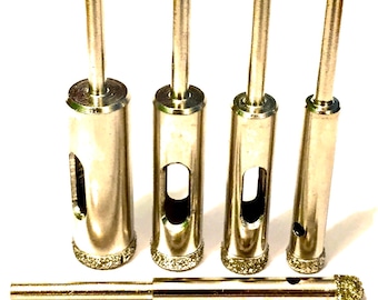 Diamond Hole Saw Set Fits Dremel Drill Glass Tile Stone  and Ceramics. Diamond Core Bits 1/8” to 1/2” Drilling Instructions Included