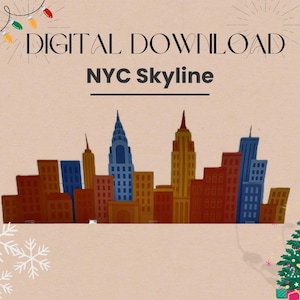 NYC kerst stadsgezicht tafellandschap, pdf-afdrukbare bestanden (direct download (11 x 17))