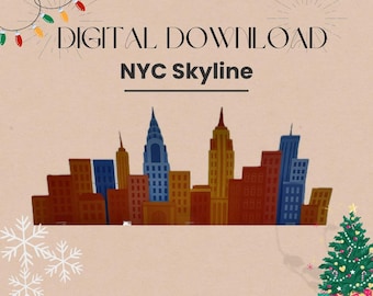 NYC Christmas Cityscape Tablescape, PDF Printables (11x17 Instant Download)