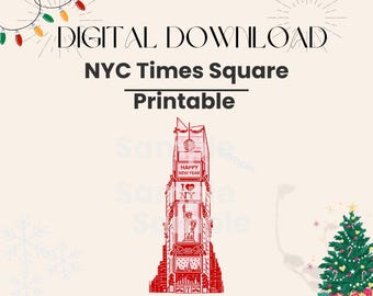 One Times Square Building Printable-Watercolor Style