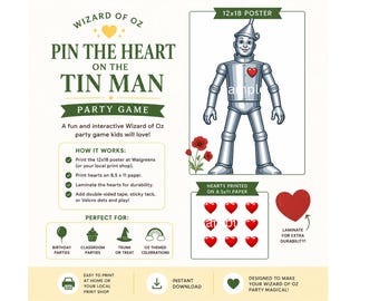 Plantilla de foto para anuncio de Etsy del juego "Ponle el corazón al hombre de hojalata" del Mago de Oz