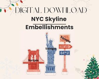 NYC Landmark Printable - Statue of Liberty, Bridge & Street Sign