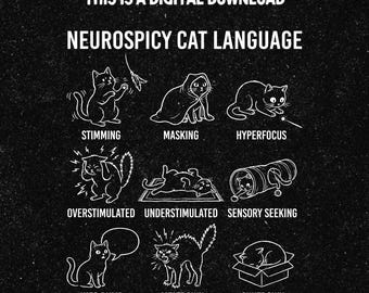 Lenguaje de gato neurospicioso SVG PNG, diseño neurodivergente (descarga digital)