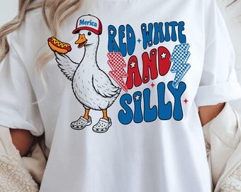 Funny Goose 4th of July PNG SVG, Red White Silly Patriotic Design (Digital Download)