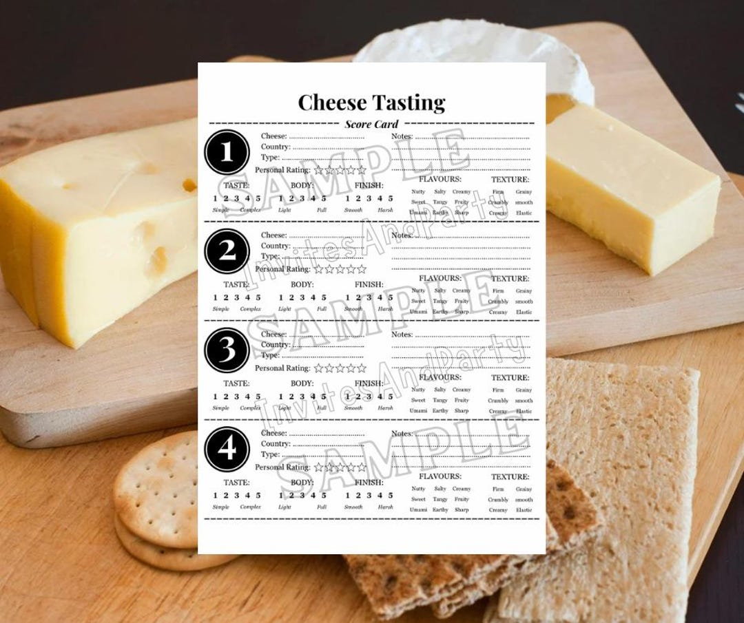 Cheese Tasting Review Score Card Instant Download - Etsy