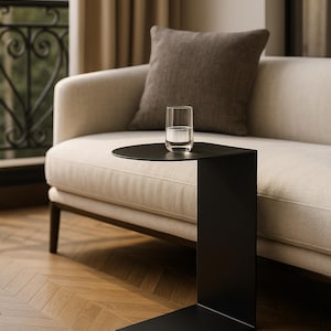 Modern C- Shaped Metal Side Table