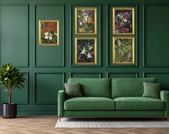 Gallery Wall Set | Vintage Moody Botanical Art in Cottagecore Decor & Dark Academia Style Bundle