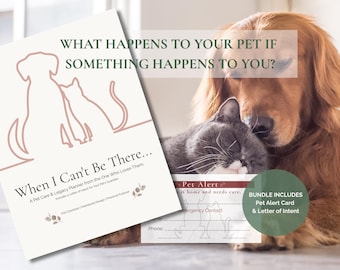 Pet Care Planner Bundle Blush | Emergency Binder | Pet Alert Wallet Card | Letter of Intent | PDF