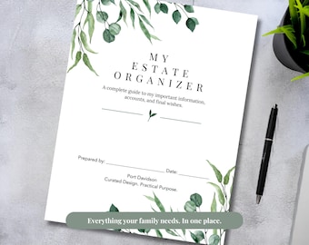 End of Life Planner Printable | Estate Organizer and Emergency Binder | Legacy Journal for Final Wishes, Documents and Family Records