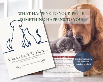 Pet Emergency Binder, Dog Care Legacy Planner Navy, Alert Wallet Card, Letter of Intent