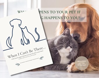 Pet Care Planner Printable Navy | Emergency Binder | Pet Final Wishes | Letter of Intent | PDF