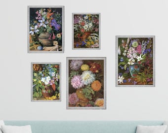 Dark Academia Botanical Gallery Wall Set – Moody Cottagecore Printable Wall Art Bundle