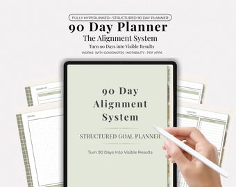 GoodNotes Digital Planner | 90 Day Habit & Goal Tracker Template for iPad | Sage