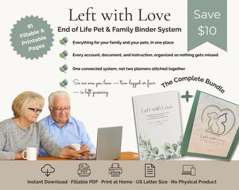 End of Life Planner and Emergency Binder Bundle for Family, Dogs, Cats and Pet Estate Planning