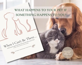 Pet Care Planner Printable Blush | Emergency Binder | Pet Final Wishes | Letter of Intent | PDF