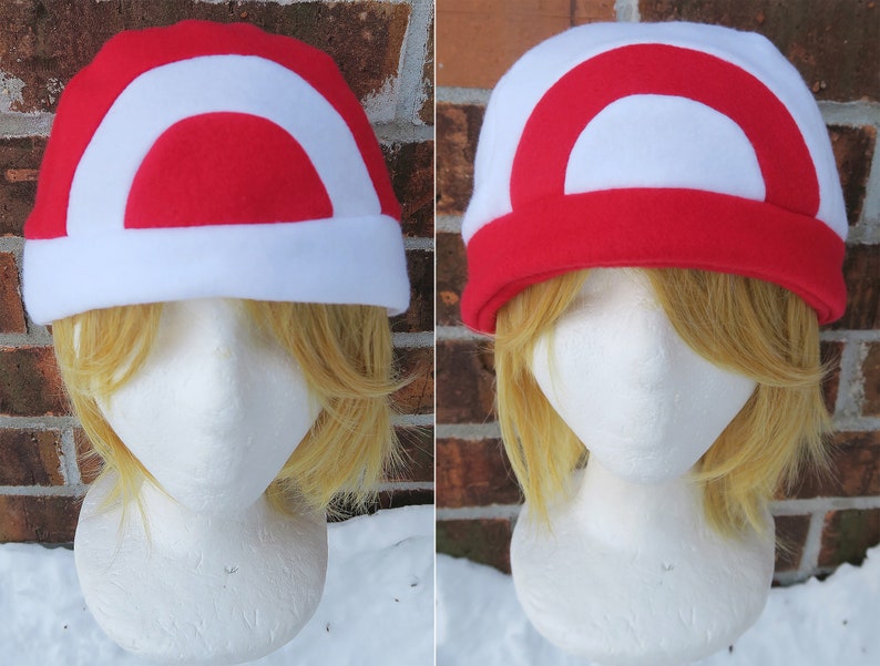 Pokemon Feuerrot Und Blatt Grun Trainer Hut Fleece Mutze Fur Etsy