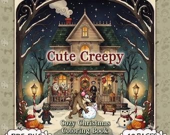 Creepy Christmas Coloring Book, Kawaii Goth Art (PDF)