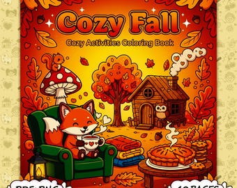 Cozy Fall Coloring Pages: 39 Kawaii Autumn Printables for Kids (PNG, PDF)