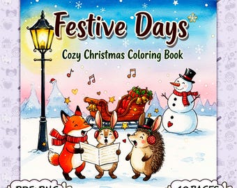 Merry Christmas Coloring Pages , 40 Cozy Festive Winter Holiday Printable Activity PDF&PNG