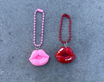 Kiss Lips Stanley Tumbler Charm, Red and Pink