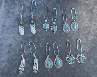 Turquoise and Silver Western Themed Tumbler Charm