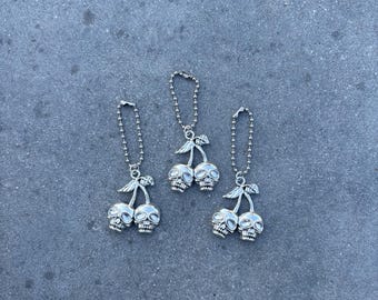 Silver Skull Cherry Tumbler Handle Charm