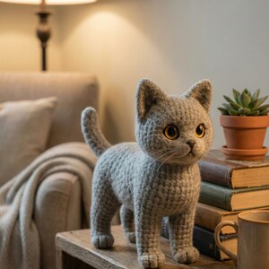 Realistic Brown Cat Amigurumi Pattern • Brushable Yarn Kitty Tutorial • Curly Yarn Crochet Toy image 13